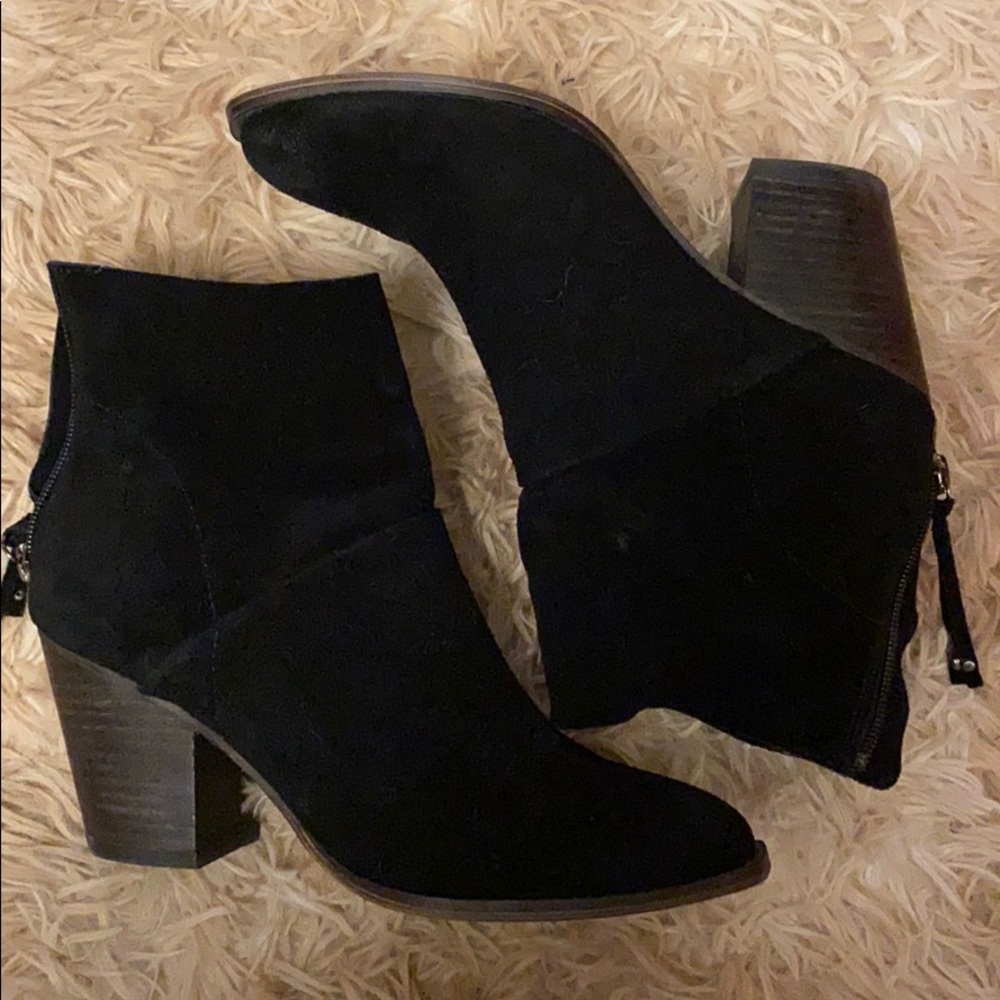 Suede black heeled booties